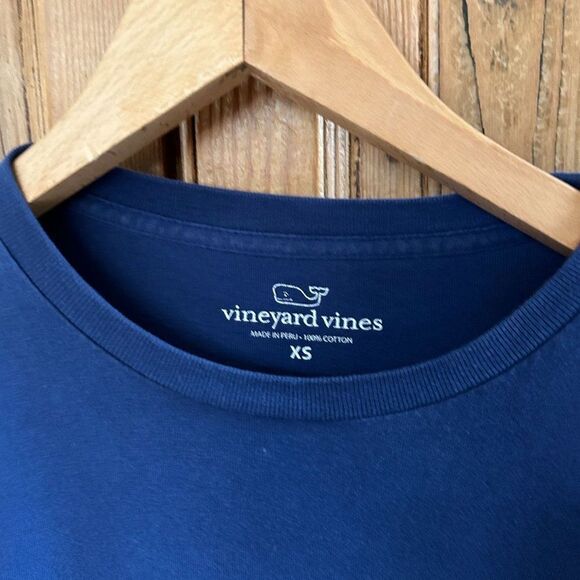 Vineyard Vines Shirt XS Navy Flags Men’s Long Sleeve Collar Prep Nautical - Flaw - Picture 4 of 13